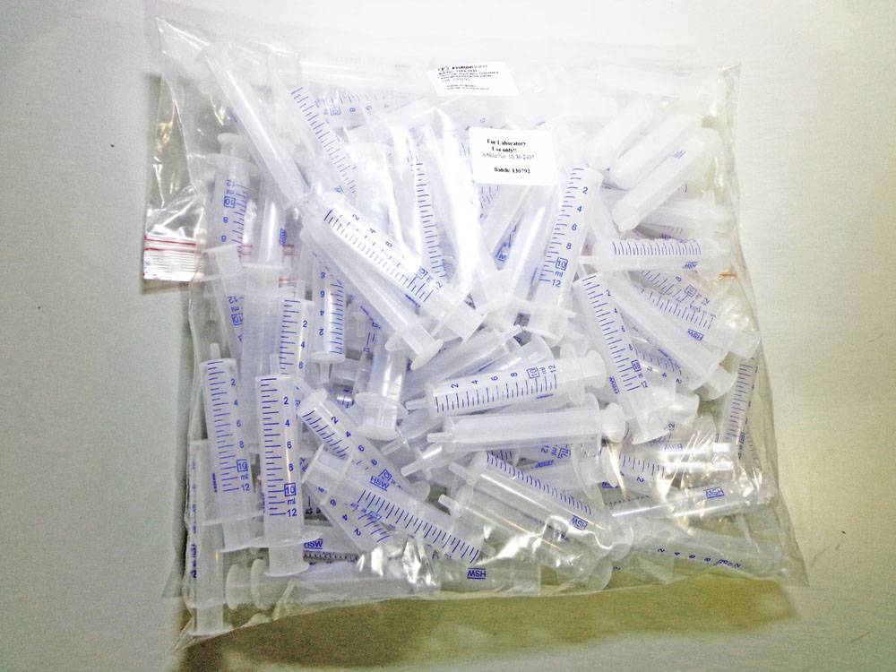 Fisherbrand Plastic PP non Sterile Disposable Syringes, Luer Slip, 12931031, 100 pcs.